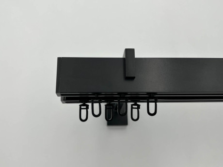 Карниз Quadrum Square line Заглушка 120 см подвійний чорний матовий (тримач 9-12 см)