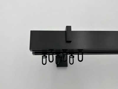 Карниз Quadrum Square line Заглушка 150 см подвійний чорний матовий (тримач 9-12 см)