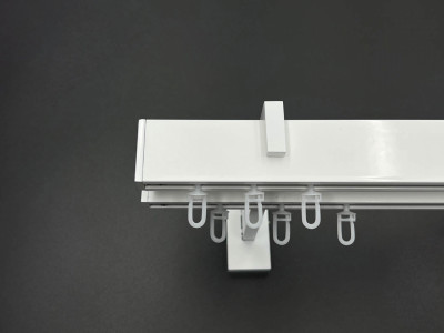 Карниз Quadrum Square line Заглушка 150 см подвійний білий (тримач 14-17 см)