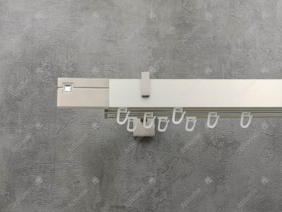 Карниз Marcin Dekor Square line Q-ART з білим кристалом 160 см потрійний Сталь матова (тримач 11-14-17 см)