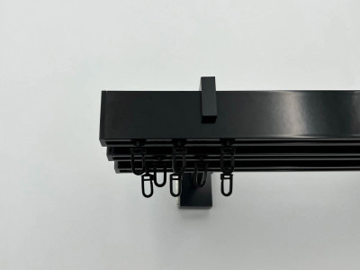 Карниз Quadrum Square line Заглушка 280 см потрійний чорний глянець (тримач 11-14-17 см)