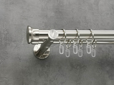 Карниз Quadrum Дуо 160 см подвійний сталь універсальний 25/19 мм гладка (кільця з гачками)