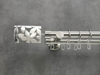 Карниз Quadrum Делія 160 см подвійний сталь універсальний 25/19 мм гладка/імпресійна (кільця з гачками)