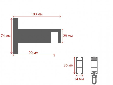 Карниз Quadrum Square line Заглушка 120 см одинарний сталь матова (тримач 9 см)