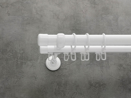 Карниз Quadrum Заглушка 240 см подвійний білий універсальний 25/19 мм гладка/імпресійна (кільця з гачками)