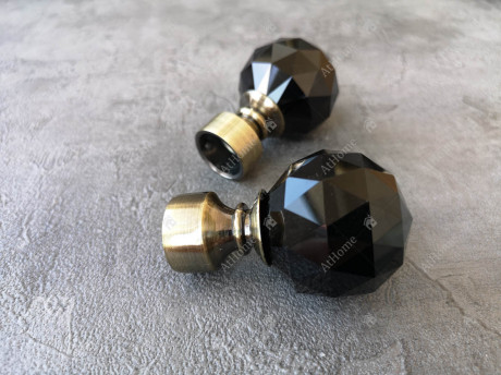 Карниз Quadrum Чорний кристал 200 см подвійний Антик Slim 19/19 мм гладка (кільця з гачками)