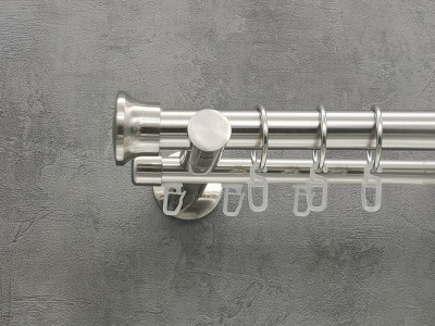 Карниз Quadrum Дуо 240 см подвійний сталь універсальний 25/19 мм гладка/імпресійна (кільця з гачками)