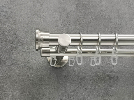 Карниз Quadrum Дуо 320 см подвійний сталь універсальний 25/19 мм гладка/імпресійна (кільця з гачками)