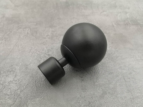 Карниз Quadrum Куля 160 см одинарний чорний матовий ретро 25 мм гладка (кільця з гачками)