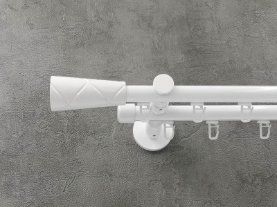 Карниз Quadrum Конус 160 см подвійний Білий універсальний 19/19 мм імпресійна