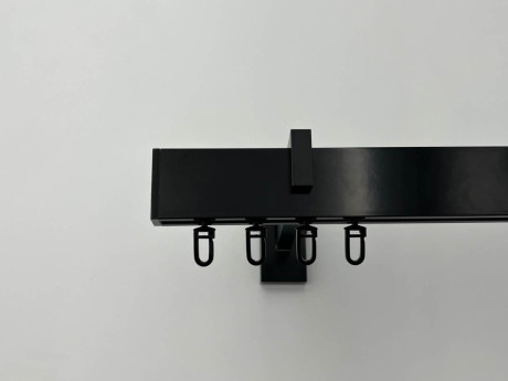 Карниз Quadrum Square line Заглушка 140 см одинарний чорний глянець (тримач 15 см)