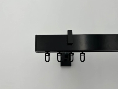Карниз Quadrum Square line Заглушка 190 см одинарний чорний глянець (тримач 15 см)