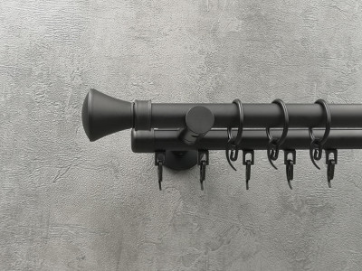 Карниз Quadrum Люксор 200 см подвійний чорний матовий універсальний 19/19 мм гладка/імпресійна (кільця з гачками)