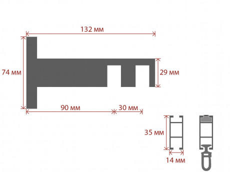 Карниз Quadrum Square line Заглушка 350 см подвійний сталь матова (тримач 9-12 см)