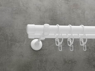Карниз Quadrum Заглушка 160 см подвійний білий відкритий 25/19 мм гладка (кільця з гачками)