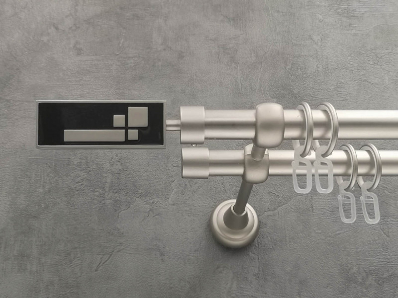 Карниз Quadrum Терра 240 см подвійний Сатин відкритий 19/19 мм гладка (кільця з гачками)