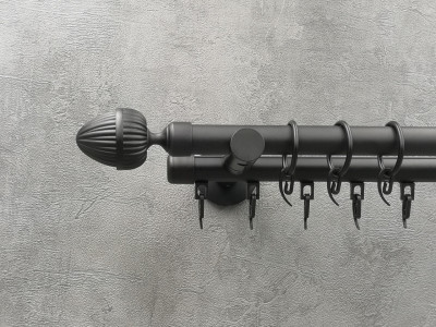 Карниз Quadrum Одеон 160 см подвійний чорний матовий універсальний 19/19 мм гладка/імпресійна (кільця з гачками)