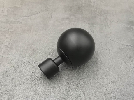 Карниз Quadrum Куля 200 см одинарний чорний матовий відкритий 19 мм гладка (кільця з гачками)