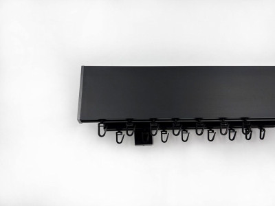Карниз Quadrum Top line заглушка 140 см подвійний Чорний матовий (тримач 18 см)