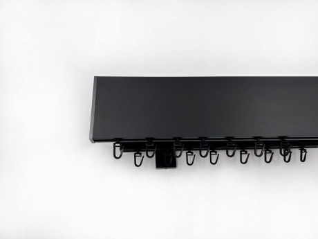 Карниз Quadrum Top line заглушка 360 см подвійний Чорний матовий (тримач 18 см)